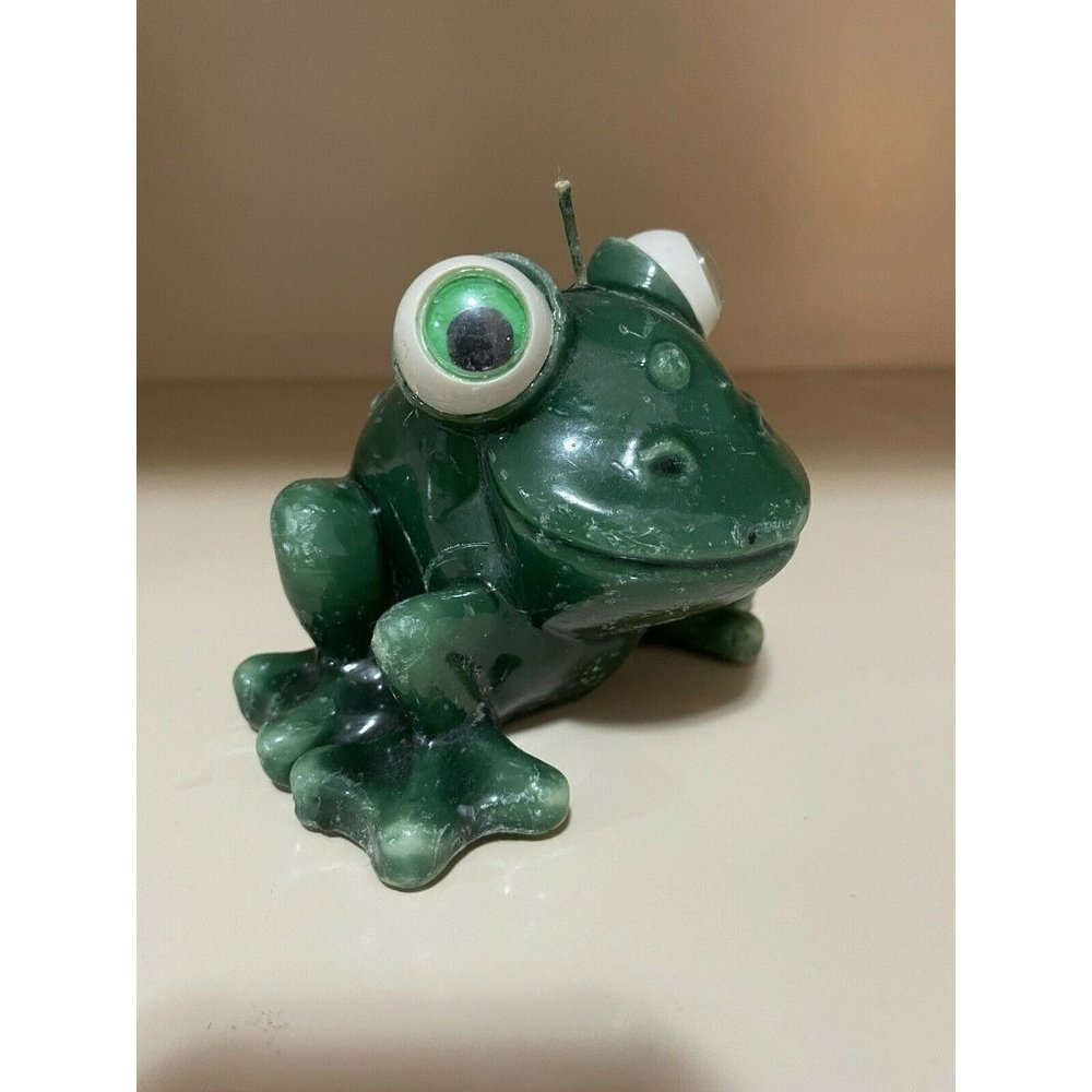 Vintage Rainforest Cafe Frog Wax Candle Figure Figurine Mug Green